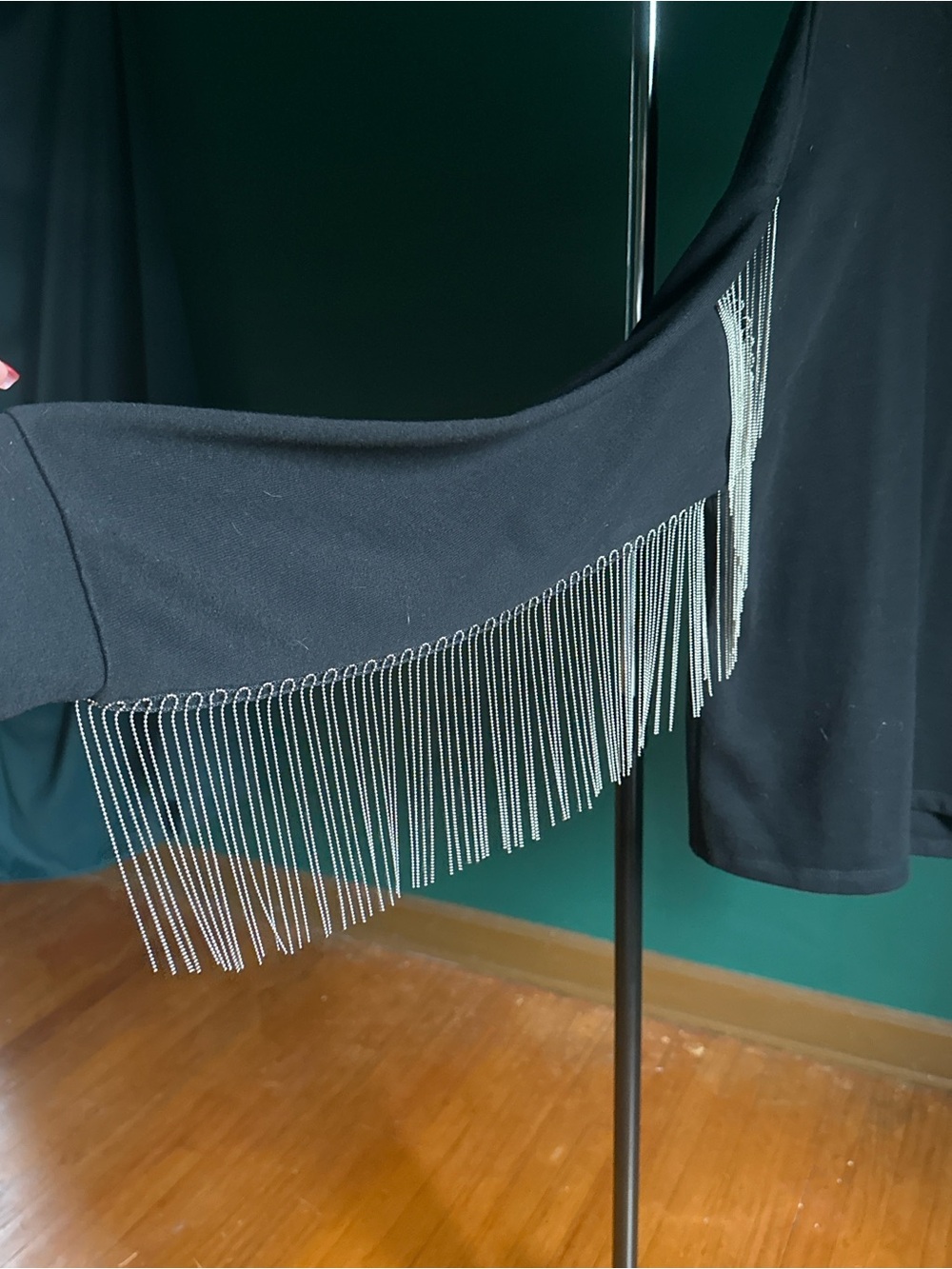 Black Fringe-Trim Sweater/Sweatshirt - Statement Piece